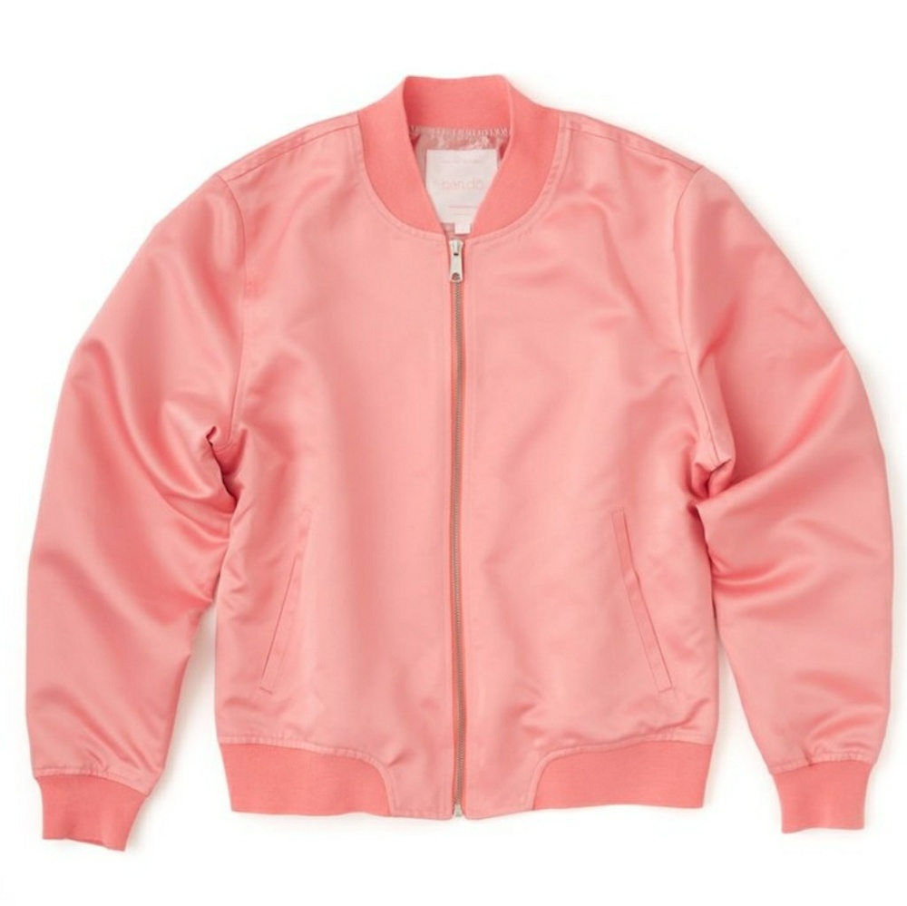 Pinup Pink Ladies Ban.do NWOT Pink Satin Bomber